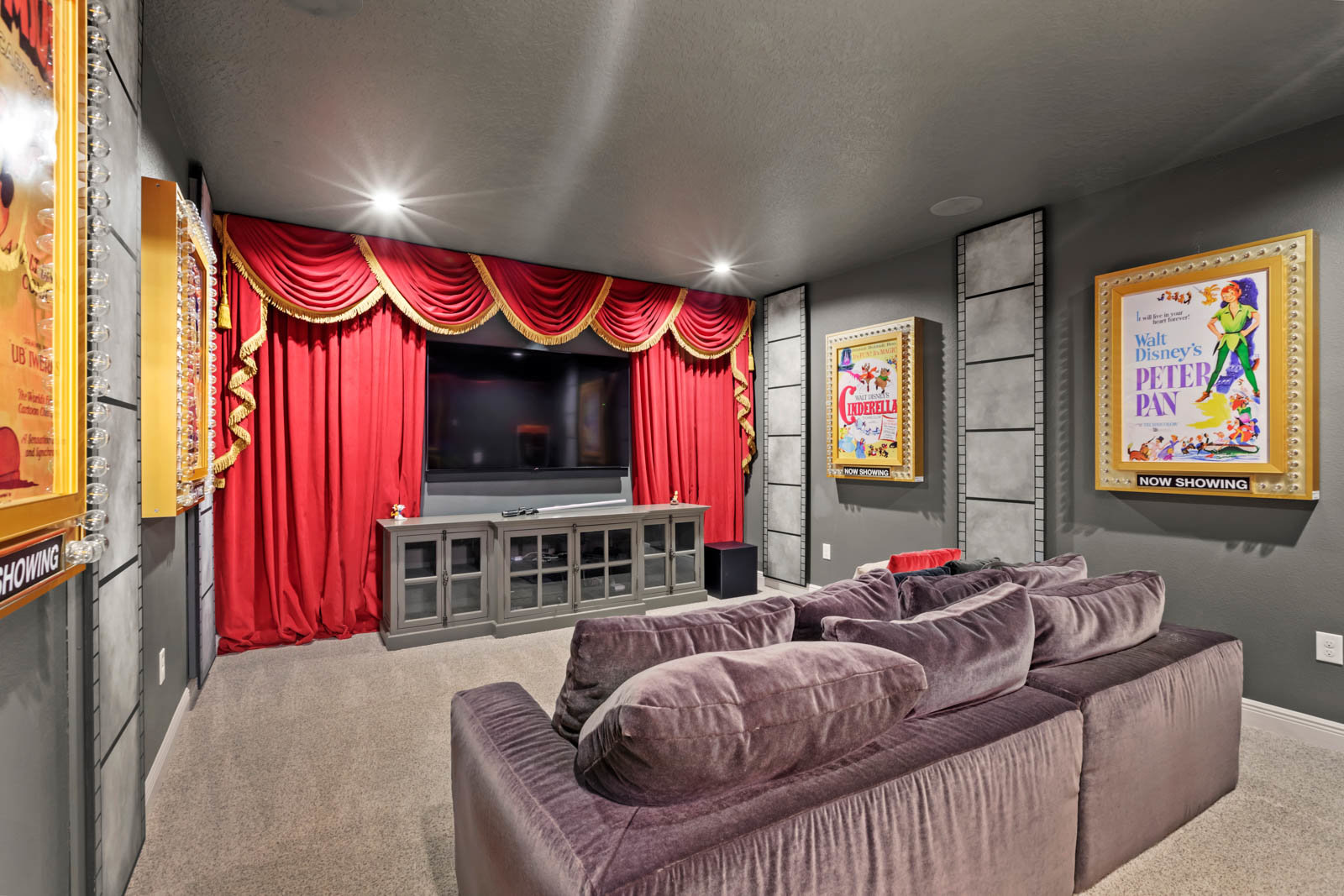 theater room with decor and couch